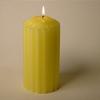 3x6 Fluted Pillar Candle Yellow- Lemon Scented