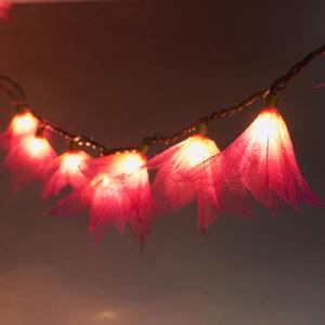 9Ft Tropical Flower Lights- 110VAC String Lights Wine - Purple And Red