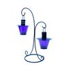 Twin Hanging Tea Light Candelabra Purple Cone Glasses Sleek Metal Tops