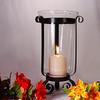 Blown Glass Vase In Footed Scrolled Steel Stand Candle Holder