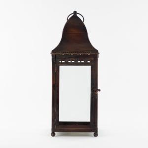 Antique Four Pane Gothic Glass Cage Lantern- Intricate Detail And Dome