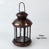 Starry Night Copper And Six Pane Glass Enclosed Hanging Candle Holder