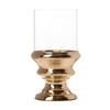Round Pedestal Hurricane Pillar Holder - Antique Brass Inspired Finish