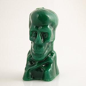 5 Inch Tall Green Skull And Bones Candle