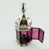 Pink Glass On Aluminum Moroccan Hanging Lantern Enclosed Candle Holder