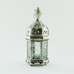 Clear Glass - Aluminum Moroccan Hanging Lantern Enclosed Candle Holder