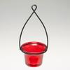 Hanging Tealight Lantern - Metal Wire With Flared Glass Cup - Red