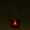 Hanging Tealight Lantern - Metal Wire With Flared Glass Cup - Red