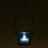 Hanging Tealight Lantern - Metal Wire With Flared Glass Cup - Blue