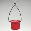Hanging Tealight Lantern -Metal Wire With Flared Glass Cup Frosted Red