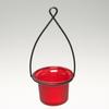 Hanging Tealight Lantern -Metal Wire With Flared Glass Cup Frosted Red