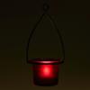 Hanging Tealight Lantern -Metal Wire With Flared Glass Cup Frosted Red