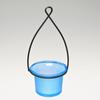 Hanging Tealight Lantern -Metal Wire - Flared Glass Cup - Frosted Blue