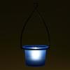 Hanging Tealight Lantern -Metal Wire - Flared Glass Cup - Frosted Blue