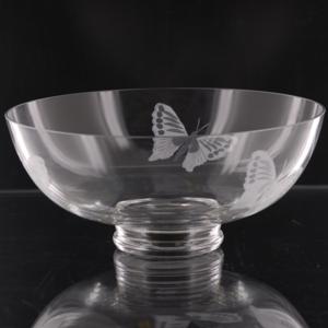 10 Inch Wide Mouth Butterfly Floater Bowl - Buttelfly Etched Into Bowl