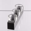 Triple Glass Cups In Modern Wooden Holder