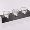 Triple Glass Cups In Modern Wooden Holder