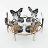Round Butterfly Gold Black Metal Candle Holder - Glass Tealight Holder