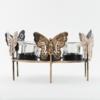Round Butterfly Gold Black Metal Candle Holder - Glass Tealight Holder