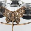 Round Butterfly Gold Black Metal Candle Holder - Glass Tealight Holder
