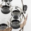 Round Butterfly Gold Black Metal Candle Holder - Glass Tealight Holder