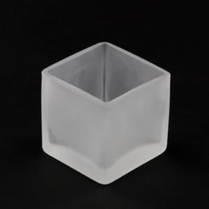 Square Tealight Frosted Glass Cup - Square Glass Jar