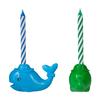 Four Birthday Candles In Whale Shaped Colored Holders