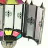 Hanging Moroccan Lantern Multicolored Glass Gold Black Metal