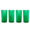 Original 4Pc Rechargeable LED Votive Set - Amber Flicker Green Glass