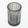 Ribbed Fluted Grey Glass Holder - Votive Tealight Candle Holder