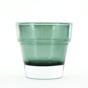 Thick Rim Flower Pot - Green Glass Candle Holder - Heavy Base