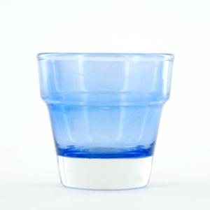 Thick Rim Flower Pot - Blue Glass Candle Holder - Heavy Base
