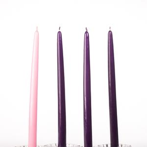 12 Inch Advent Taper Candles Set - Purple, Pink