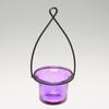 Hanging Tealight Lantern Metal Wire- Flared Glass Bowl - Purple
