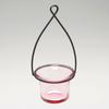 Hanging Tealight Lantern Metal Wire- Flared Glass Bowl - Pink